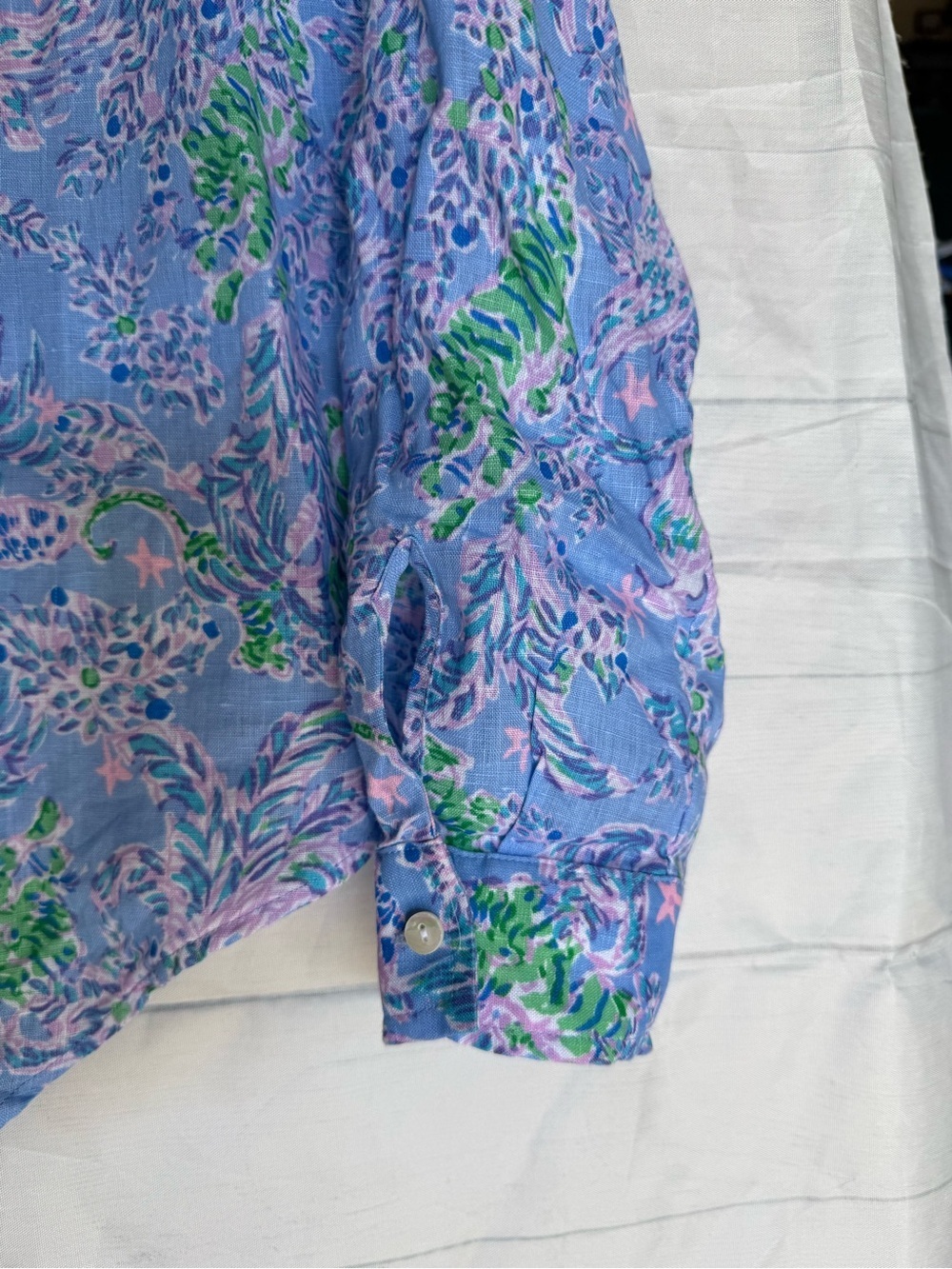 Lilly Pulitzer Sea View Linen Button Down Blue Peri women’s size small - Picture 9 of 16